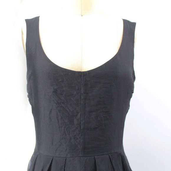 Gary Graham Black Dress Silk Organdy Fit & Flare Knee Length Cocktail Skirt 6/M - Picture 4 of 15